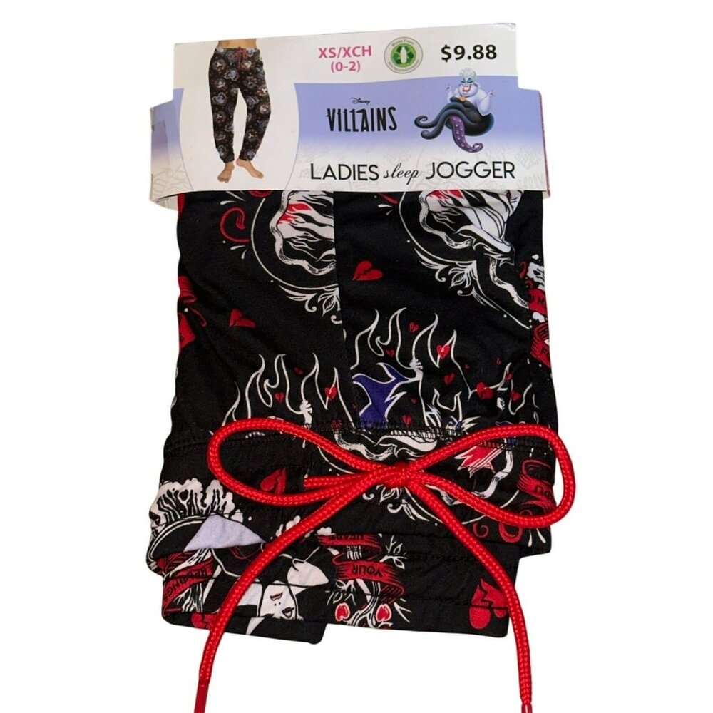 NEW Disney Villains Ursula Evil‎ Hearts Women’s Jogger Sleep Pants XS (0-2)